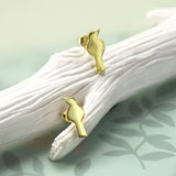 Gold Plated Sterling Silver Petite Bird Earrings (MB145G) by Gexist®