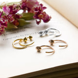 Gold Plated Sterling Silver Six Side Hoop Studs (MS1179G) by Gexist®