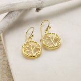 Gold Plated Sterling Silver Tree Earrings (MB158G) by Gexist®