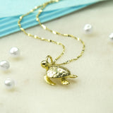 Gold Plated Sterling Silver Turtle Necklace (MB165G) by Gexist®