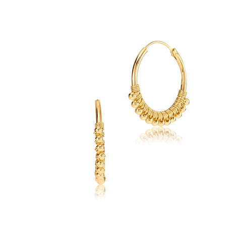 Gold plated silver hoop earrings with silver balls by Gexist®