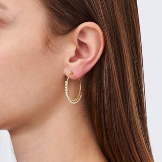 Gold plated sterling silver hoop earrings with small pearls by Gexist®