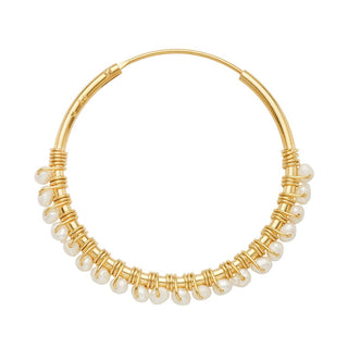 Gold plated sterling silver hoop earrings with small pearls by Gexist®