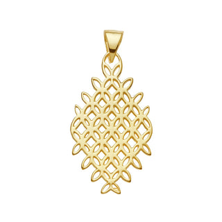 Gold plated sterling silver pendant with diamond shaped flower of life design by Gexist®