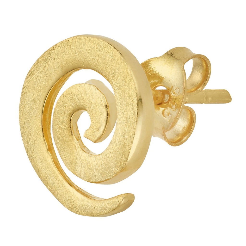 Gold plated sterling silver stud earrings with a beautiful spiral by Gexist®