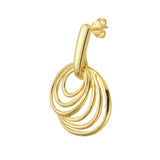 Gold plated sterling silver stud earrings with asymmetrical dangling hoops in a modern look by Gexist®
