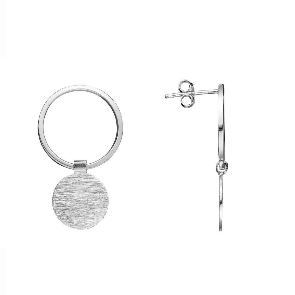 Hoop Stud Sterling Silver Earring with Flat Round Plate by Gexist®