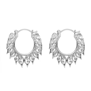 Indian Ornate Sterling Silver Hearts Drop Earrings by Gexist®