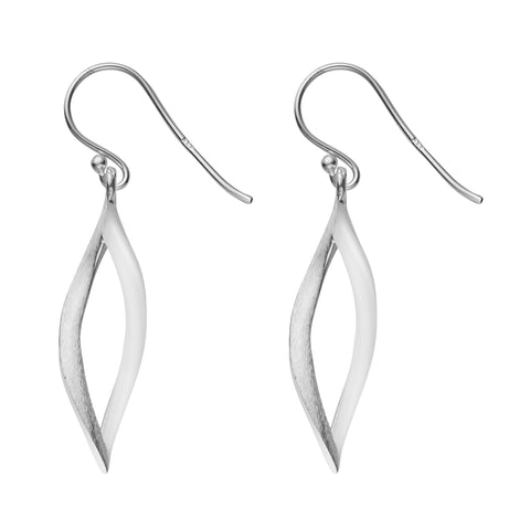 Long Twisted Concave Marquise Shape Sterling Silver Earrings by Gexist®