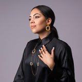 Long necklace with rolo chain in 18k yellow gold plating sterling silver, seventies design by Gexist®
