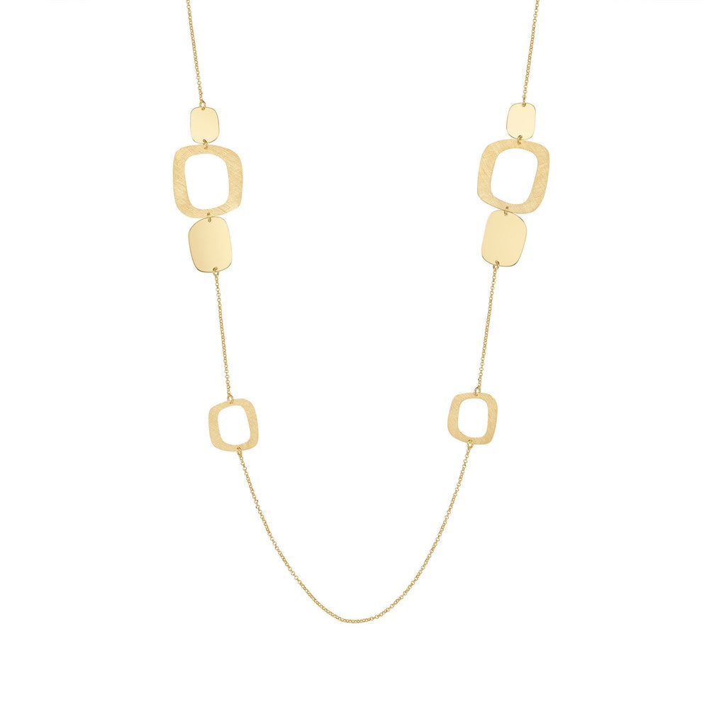 Long necklace with rolo chain in 18k yellow gold plating sterling silver, seventies design by Gexist®