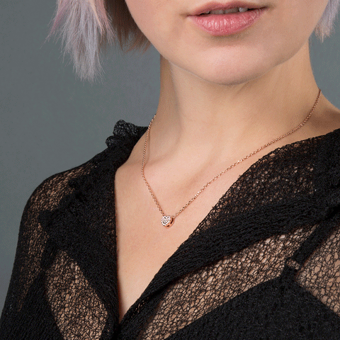 Pavé Herz Halskette aus Sterling Silber (MX1359N)