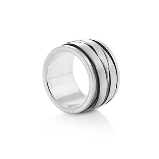 Massive sterling silver ring with a wide Mummy band effect by Gexist®