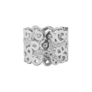 Matte Sterling Silver Ring with Zirconia in Art Deco Design by Gexist®