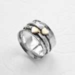 Mixed Metal Spinning Hearts Ring (MI708) by Gexist®