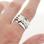 Mixed Metal Spinning Hearts Ring (MI708) by Gexist®