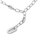 Necklace in Sterling Silver with a tie style made of a series of ovals of different sizes and finishes between brushed and shiny by Gexist®