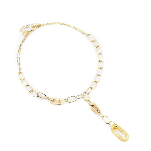 Necklace in Sterling Silver with yellow gold plating composed of a series of ovals of different sizes by Gexist®