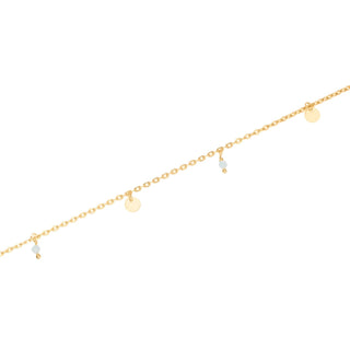 Necklace in gold plating sterling silver with coin-shaped charm's and small amazonites by Gexist®