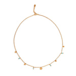 Necklace in gold plating sterling silver with coin-shaped charm's and small amazonites by Gexist®