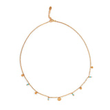 Necklace in gold plating sterling silver with coin-shaped charm's and small amazonites by Gexist®