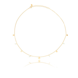 Necklace in gold plating sterling silver with coin-shaped charm's and small amazonites by Gexist®