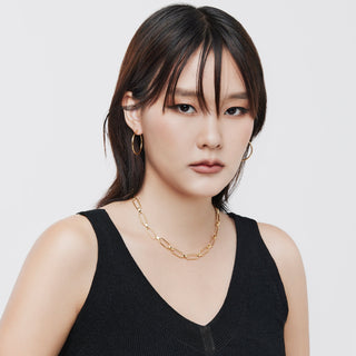 Necklace in gold plating sterling silver with shiny "rectangle shape" rings by Gexist®