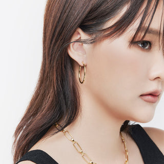 Necklace in gold plating sterling silver with shiny "rectangle shape" rings by Gexist®