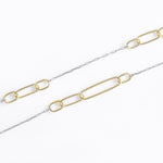 Necklace made of Sterling silver with yellow gold plating and a chain made of several oval, shiny and polished rings of different sizes by Gexist®