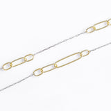 Necklace made of Sterling silver with yellow gold plating and a chain made of several oval, shiny and polished rings of different sizes by Gexist®