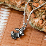 Oxidised Origami Bunny Necklace (MZA025) by Gexist®