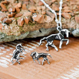 Oxidised Origami Horse Earrings (MZA030) by Gexist®