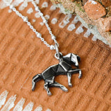 Oxidised Origami Horse Necklace (MZA026) by Gexist®