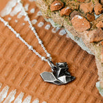 Oxidised Origami Squirrel Necklace (MZA027) by Gexist®