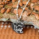 Oxidised Origami Squirrel Necklace (MZA027) by Gexist®