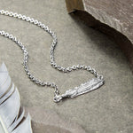 Oxidised Sterling Silver Two Feather Necklace (MZA008) by Gexist®