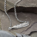Oxidised Sterling Silver Two Feather Necklace (MZA008) by Gexist®