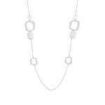 Platinum-plated sterling silver rolo chain long necklace with multi-elements, seventies design by Gexist®