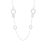 Platinum-plated sterling silver rolo chain long necklace with multi-elements, seventies design by Gexist®