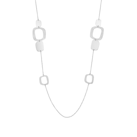 Platinum-plated sterling silver rolo chain long necklace with multi-elements, seventies design by Gexist®