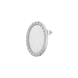 Platinum plated sterling silver stud earrings with a brushed oval design by Gexist®