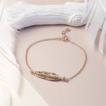 Rose Gold Plated Sterling Silver Feather Bracelet (MD336) by Gexist®