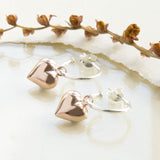 Rose Gold Plated Sterling Silver Heart Hoop Earrings (ME467) by Gexist®