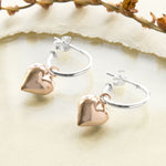 Rose Gold Plated Sterling Silver Heart Hoop Earrings (ME467) by Gexist®