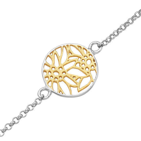 Round Sterling Silver Bracelet with Edelweiss bicolor filigree Design by Gexist®