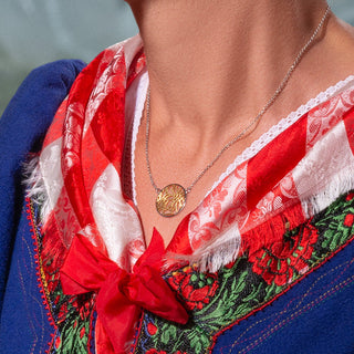 Round Sterling Silver Necklace with Edelweiss bicolor filigree Design by Gexist®