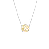 Round Sterling Silver Necklace with Edelweiss bicolor filigree Design by Gexist®