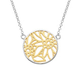 Round Sterling Silver Necklace with Edelweiss bicolor filigree Design by Gexist®