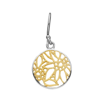 Round Sterling Silver Pendant Earring with Edelweiss Design filigree bicolor by Gexist®