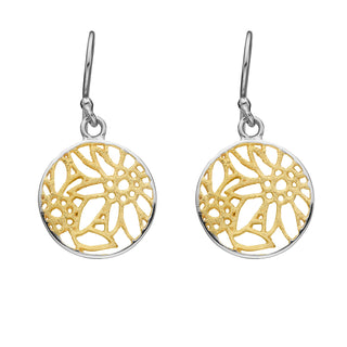 Round Sterling Silver Pendant Earring with Edelweiss Design filigree bicolor by Gexist®
